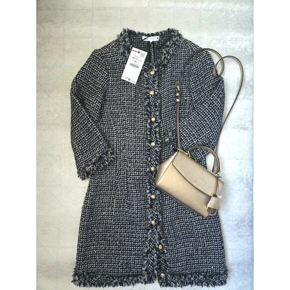 RARE!!! ZARA Gray Wool-blend Mini Dress NWT - Picture 9 of 12